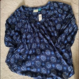 ANTHROPOLOGIE | Blue Patterned Top